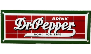 VINTAGE DR PEPPER PORCELAIN SIGN GAS STATION PUMP PLATE COCA COLA DEW PEPSI OIL - Afbeelding 1 van 11