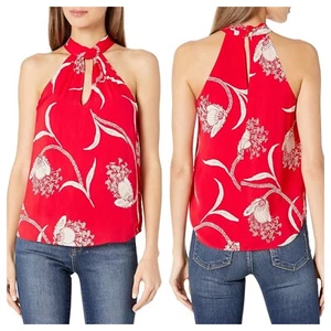 Joie M Medium (6 8) Cedra Red Floral Silk Halter Top Shirt Blouse Tank NEW - Picture 1 of 4