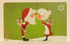 WalMart Santa & Mrs. Claus Kissing Mistletoe Christmas 2019 Gift Card FD-65808 - Picture 1 of 1