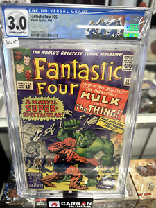 Fantastic Four 25 1964 CGC 3.0 1st Hulk vs Thing Battle! KEY PIECE! Fresh Slab!