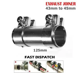 Car Exhaust Pipe Connector Joiner Strong Clamp 43mm To 45mm 125mm Sleeve Repair - Picture 1 of 3