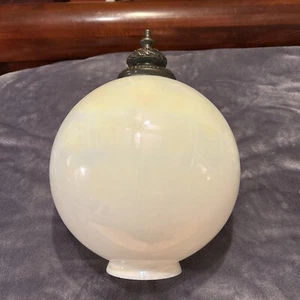 VTG Large White Milk Glass Pearl Art Deco Hanging Ceiling Shade Globe Only - Picture 1 of 5