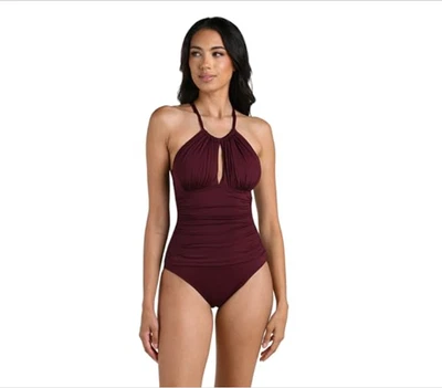 La Blanca Women's Island Goddess High Neck Keyhole One Piece Size 10 7110 - Image 1 of 3