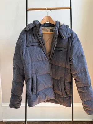 Eleventy Hecho en Italia Mezcla de Lana Plumón de Ganso Puffer con Capucha - Talla L Foto 1 de 4