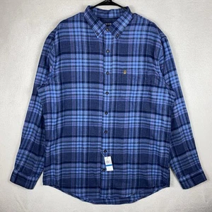 NUEVO CON ETIQUETAS Camisa Izod Stratton Franela Abotonada Para Hombre XLT Alta Medieval Azul Cuadros - Imagen 1 de 9