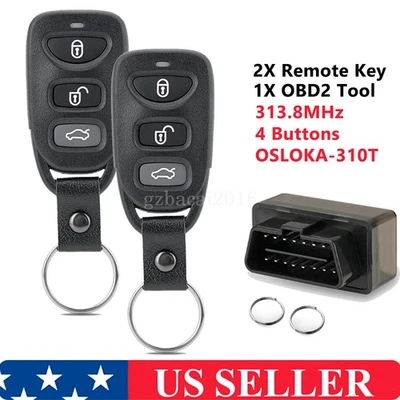2 Key Fob + 1 Programmer For 2010 2011 2012 2013 2014 Hyundai Sonata OSLOKA-310T - Image 1 of 4