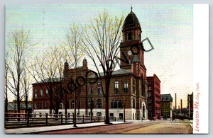 Lewiston Maine Rathaus Straßenansicht Postkarte Pferdekutsche UDB UNP  - Bild 1 von 2