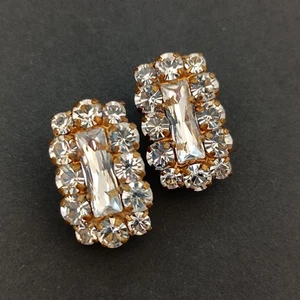 Michal Negrin Clip Earrings Elegant Clear Crystal Timeless Classic Statement VTG - Picture 1 of 17