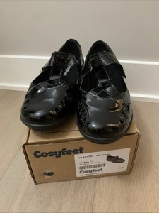 Cosyfeet Hayley Black Patent Extra Wide Footwear Shoes Women's Size 9.5 W - Picture 1 of 7