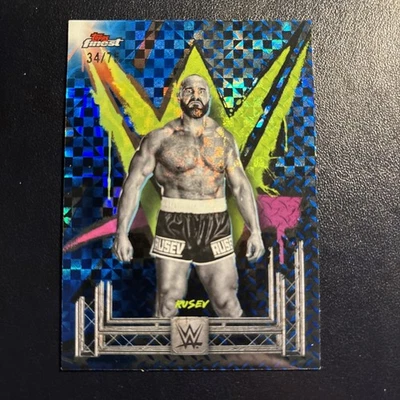 2025 Topps Finest WWE Uncommon Rusev Blue Check-board Refractor /75 #145 - Image 1 of 2