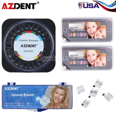 AZDENT Dental Orthodontic Clear Ceramic Brackets Braces Roth. 022 Hooks 3 4 5 - Image 1 of 4