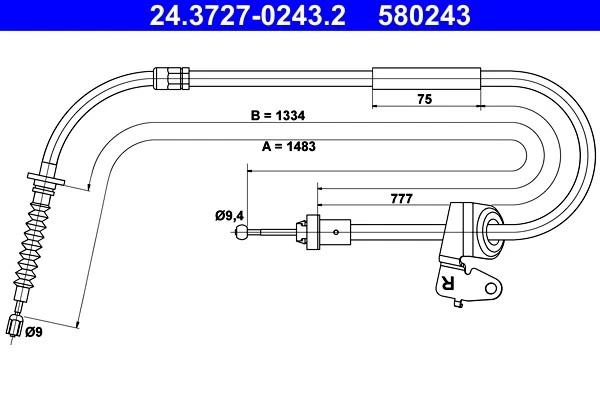 Cavo comando, Freno stazionamento posteriore Dx per MINI MINI CLUBMAN MINI CLUBV - Imagen 1 de 1