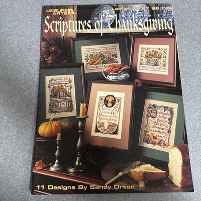 Scriptures Of Thanksgiving Cross Stitch Leaflet 2787 Leisure Arts 11 Designs - Image 1 of 4