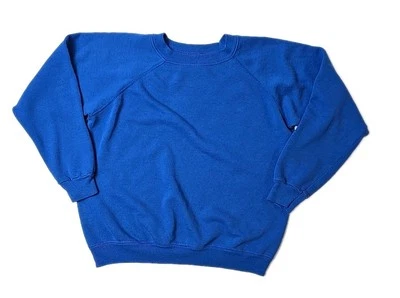 Sudadera vintage Hanes Her Way para mujer pequeña hecha en EE. UU. defectos azul raglán Foto 1 de 4