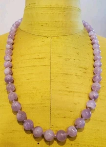PRECIOSO COLLAR DE CUENTAS DE AMATISTA PÚRPURA DE 10 MM ANUDADO A MANO 24" CON CIERRE 925 - Imagen 1 de 6