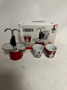 Bialetti Mini Express: Moka Set - Coffee Maker 2-Cup + 2 shot glass - Red - Picture 1 of 5