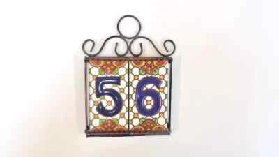 Choice of 6 Styles Horizontal 2 # Talavera Address Numbers in a Welded Frame - Image 1 of 4
