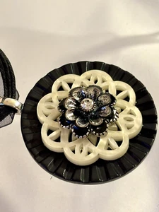 BOHO Antique Type Necklace, Black Baroque, aurora borealis jewelry, Gothic Neckl - Picture 1 of 6