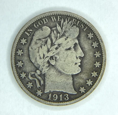 1913 S Barber Silver Half Dollar VF - XF Very Fine Details Cover