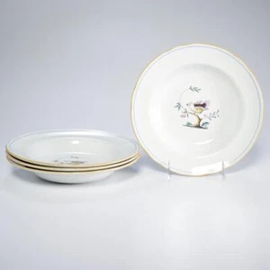 Spode England Queens Bird White Porcelain Large Rimmed Soup Cereal Bowls 9" A - Picture 1 of 6