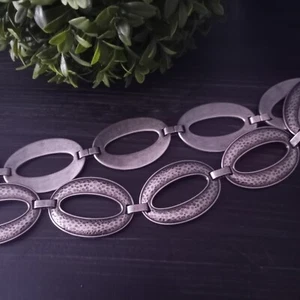 Fossil Chain Belt Xl Women’s 41” Silver Tone Quality Oval Boho Adjustable - Picture 1 of 7