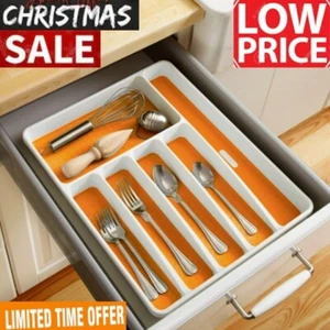 Bandeja organizadora de cubiertos de cocina de plástico soporte cajón inserto almacenamiento ordenado, 6 - Imagen 1 de 8