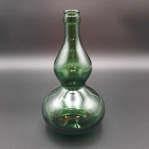 Vintage Hand Blown Green Glass Vase Gourd Shape Mid Century Modern Decor - Picture 1 of 5