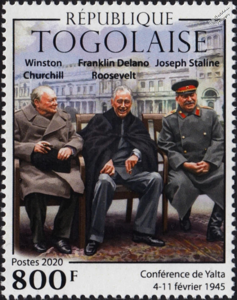 WWII 1945 YALTA CONFERENCE Winston Churchill/Roosevelt/Stalin Stamp (2020 Togo) - Image 1 of 1