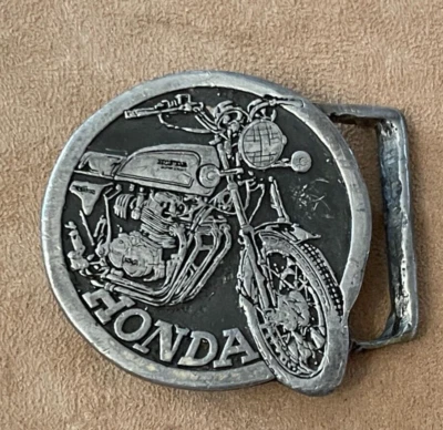 Buck L Up 1973 Vintage Honda Motorcycle Pewter Belt Buckle new & buck-l-up brand - Image 1 of 4