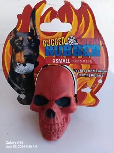 Rugged Tuffy Rubber Dog Toy Fetch Red Skull X Small NWT dogs 5 - 12lbs - Picture 1 of 3