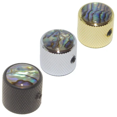Guitar control knob Abalone inlay in Chrome Black or Gold for Tone or Volume - Image 1 of 4