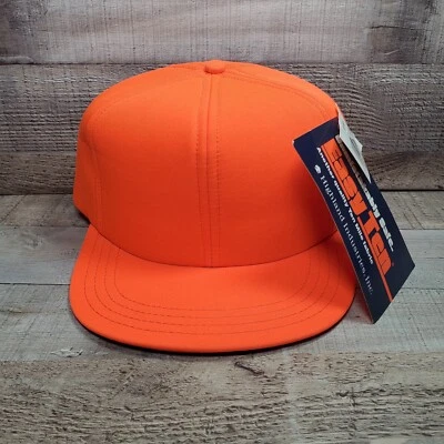 Vintage Blaze Orange Hat Cap Foam Insulated USA Size L Easy Ten Highland Indus - Image 1 of 4