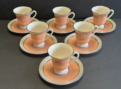 Taza y platillo Lenox rosa/platino Demitasse 5 juegos disponibles 2544/J332X15-excelente estado Foto 1 de 4