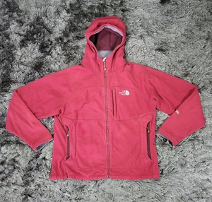 The North Face Windwall Fleece Jacket Women's Large Red Hooded Long Sleeve Flaw - Picture 1 of 21