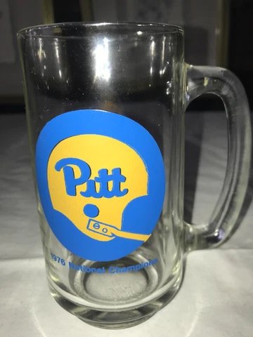 1976 PITT University Of Pittsburgh NATIONAL CHAMPIONS 14oz BEER MUG WTAE-TV4 5½" Cover