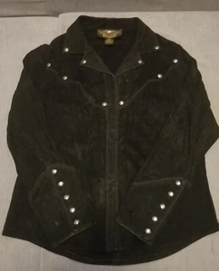 RARE Vintage Harley Davidson Black Leather Suede Jacket Women’s Size Small - Picture 1 of 11