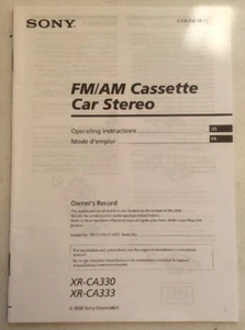 FM AM Cassette Car Stereo Sony Installation Manual Guide Only XR-CA330 XR-CA333 - Picture 1 of 12