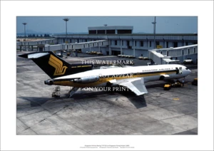 Singapore Airlines Boeing 727 A2 Art Print – Changi 1983 – 59 x 42 cm Poster - Picture 1 of 4