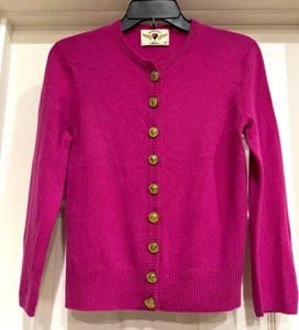 TWISTED HEART Pullover - Deep Pink Cashmere Gold Metal Buttoned Cardigan, Medium - Bild 1 von 8