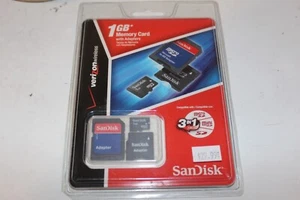 New Sandisk 1 GB Memory Card With Adapters 3 in 1 Verizon Wireless Music Photos - Picture 1 of 2