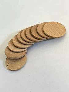 Holzscheiben 38mm Ø, Holzplättchen, 10 Stück unbehandelt - Bild 1 von 1