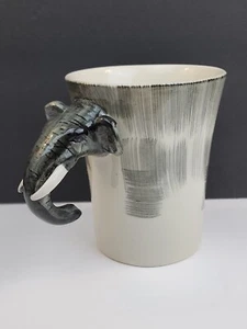 Pier 1 One Imports Kaffeebecher Tasse Elefant Henkel groß 3D 18oz handbemalt - Bild 1 von 10