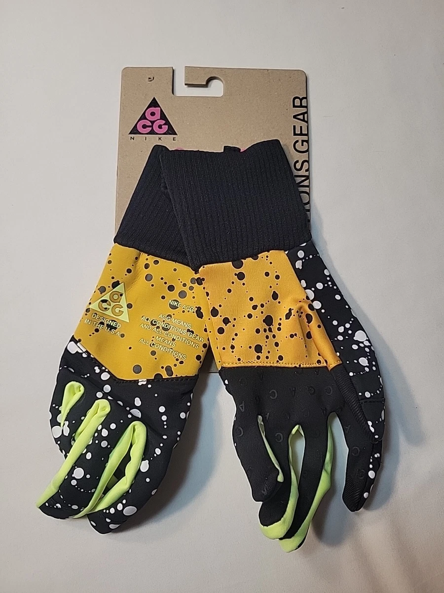 Nike Lab ACG Shield Women's XS Running Gloves Yellow Ochre Black