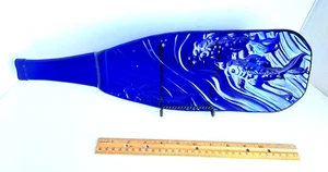 Bandeja para servir botellas de vidrio desplomado plato patrón de incrustación de pescado azul hecho a mano 19"L - Imagen 1 de 13