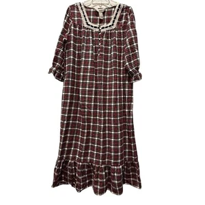 Vtg Amanda Stewart Plaid Flannel Nightgown Country Prairie Cottagecore Small - Picture 1 of 5