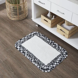 Bathmat Annie Buffalo Black Check Farmhouse 20x30 Ruffled Bath Decor VHC Brands - Picture 1 of 8