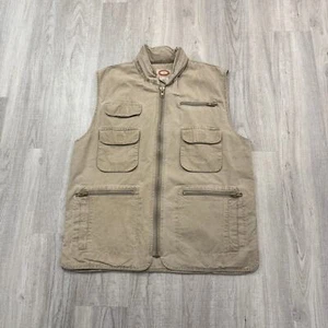 Vintage Banana Republic Safari Vest Men's Large Beige Utility Canvas Pockets 90s - Picture 1 of 8