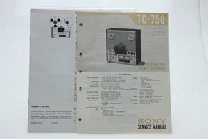 Sony TC-758 Reel to Reel Tape Recorder OPERATING INSTRUCTION & SERVICE MANUAL - Picture 1 of 6