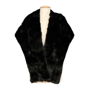 VTG Ralph Lauren Black Faux Fur Stole Wrap Evening Shawl Elegant Glam Formal - Picture 1 of 11