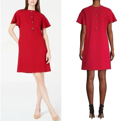 Elie Tahari Krystal Back Button or Front Button 2-way Dress HOLIDAY Red 12 NWT - Image 1 of 4